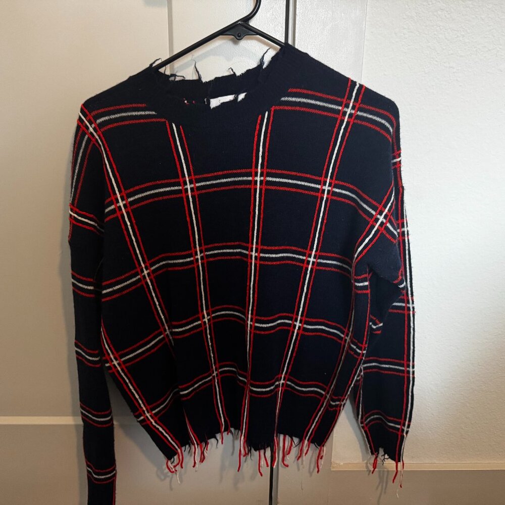 Scripted Plaid Sweater